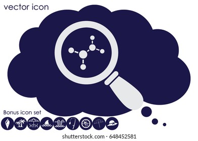 Magnifier, molecule icon vector
