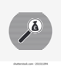 Magnifier with money bag icon. Flat design style. Made vector illustrator