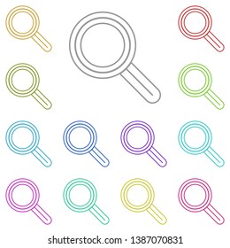 Magnifier multi color icon. Simple thin line, outline vector of Education icons for UI and UX, website or mobile application