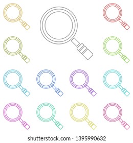 magnifier multi color icon. Simple thin line, outline vector of web icons for UI and UX, website or mobile application