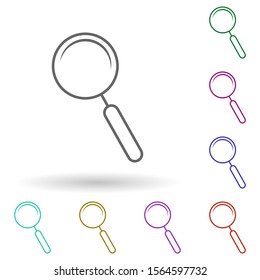 Magnifier multi color icon. Simple thin line, outline vector of media, press icons for ui and ux, website or mobile application