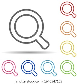 Magnifier in multi color style icon. Simple thin line, outline vector of science icons for ui and ux, website or mobile application