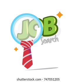 magnifier with necktie. creative idea of job search - vector illustration. logotype - vector illustration