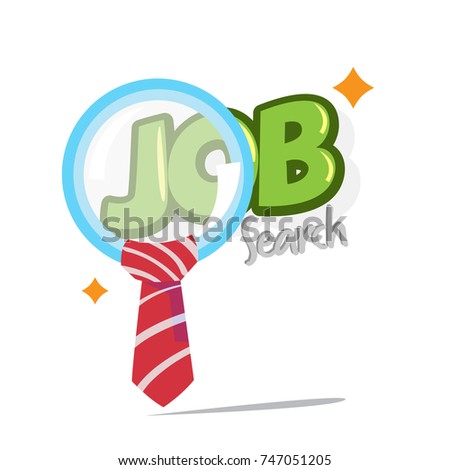 magnifier with necktie. creative idea of job search - vector illustration. logotype - vector illustration