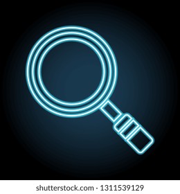 magnifier neon icon. Simple thin line, outline vector of web, minimalistic icons for UI and UX, website or mobile application