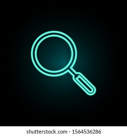 Magnifier neon icon. Simple thin line, outline vector of web icons for ui and ux, website or mobile application