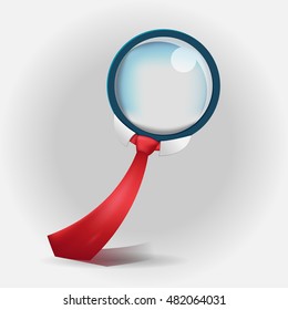 Magnifier Office Necktie Symbol Design Vector