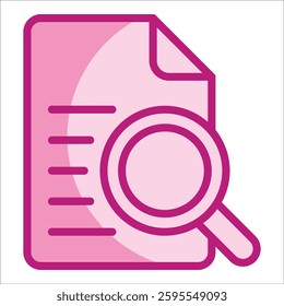 Magnifier On Document Icon Element For Design