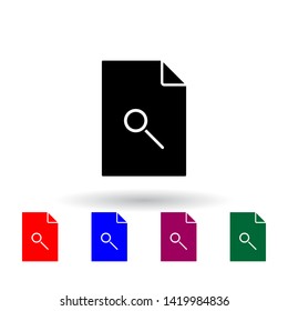 magnifier on document multi color icon. Elements of file and documents set. Simple icon for websites, web design, mobile app, info graphics