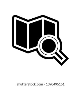 magnifier on the map icon. Element of navigation for mobile concept and web apps icon. Glyph, flat icon for website design and development, app development