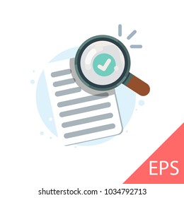 Magnifier on sheet. Vector modern design illustration icon