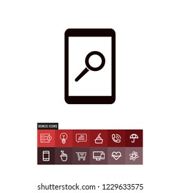 Magnifier on a smartphone vector icon