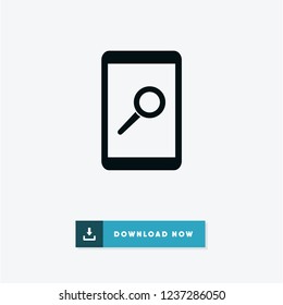 Magnifier on a smartphone vector icon