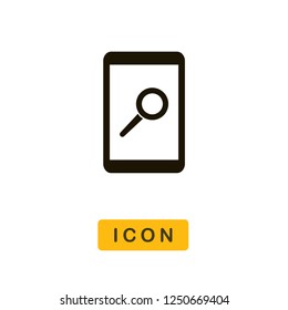 Magnifier on a smartphone vector icon