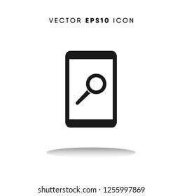 Magnifier on a smartphone vector icon