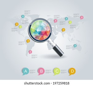 magnifier on a stylized map 