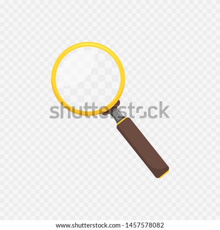 magnifier on transparent background in flat style, vector