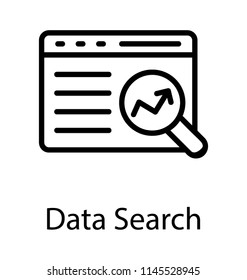 Magnifier on website depicting data search icon vector 
