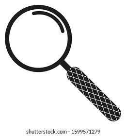 Magnifier on a white background. Black. Magnifier or magnifier sign, search and research flat symbol. Flat style. Vector illustration
