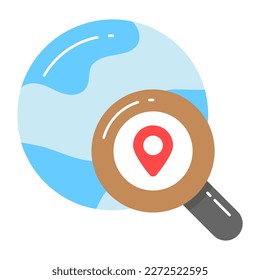 Ampliador en el mundo entero, vector de búsqueda global en estilo editable