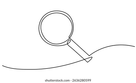 Magnifier One Line Vector Drawing. Simple Magnifier Abstract Minimal Linear Drawing. Magnifying Concept Continuous One Line Illustration Modern Trendy Contour Drawing. Not AI