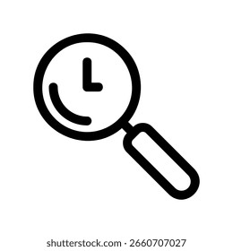 Lupa sobre un ícono de reloj para la auditoría de tiempo o la Búsqueda de historia