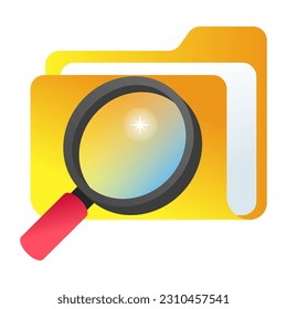 Magnifier over folder depicting search folder flat icon