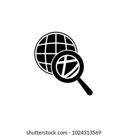 magnifier over a globose icon. Element of logistic for mobile concept and web apps. Icon for website design and development, app development. Premium icon on white background