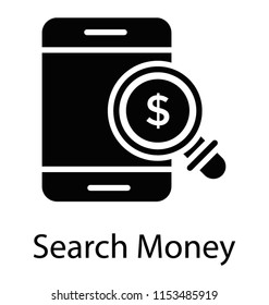 
A magnifier over a smartphone characterizing search money process 
