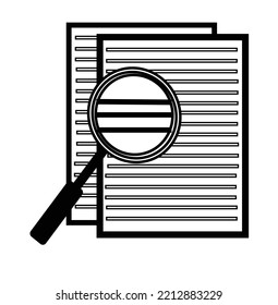Magnifier with paper black and white design. graphic source stock original vector drawing. vector graphic design icons and symbols for logo design and stationery and print media and etc.