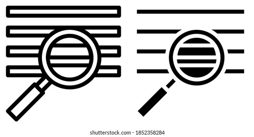 Magnifier with Paper, Research, Search Symbol in Outline and Glyph Icon