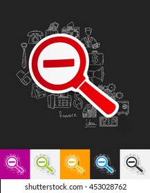 magnifier paper sticker with hand drawn elements