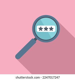 Magnifier password recovery icon flat vector. Page account. Reset web