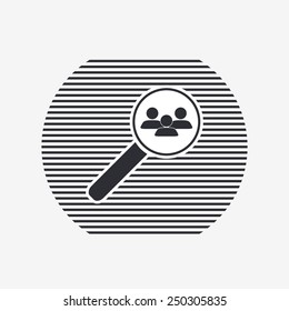 Magnifier with persons icon. Sign man. Flat design style. Made vector illustration