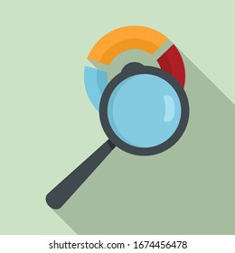 Magnifier pie chart icon. Flat illustration of magnifier pie chart vector icon for web design