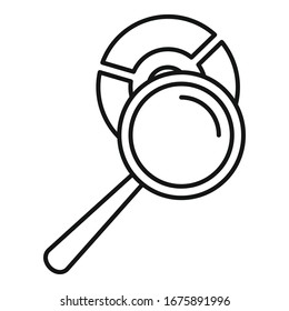Icono de gráfico circular del amplificador. Icono vectorial de gráfico circular de aumento de esquema para diseño web aislado en fondo blanco