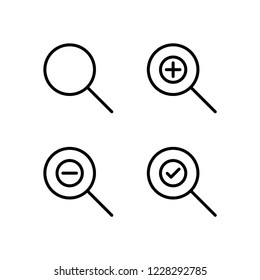 magnifier, plus, check, minus sign icons. Element of outline button icons. Thin line icon for website design and development, app development