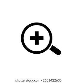 Magnifier plus icon. Magnifying glass plus icon. zoom icon. Magnify icon, vector illustration.