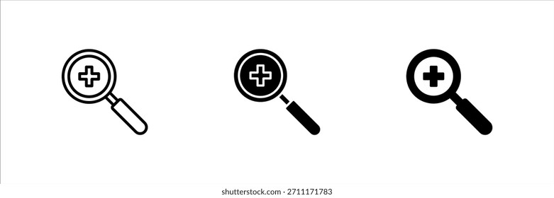 Conjunto de iconos de la lupa más, Ilustración vectorial, eps10