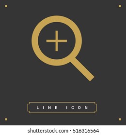 Magnifier plus isolated single linear icon for websites and mobile minimalistic flat design.