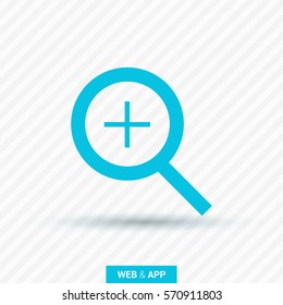 Magnifier plus isolated single linear icon for websites and mobile minimalistic flat design.