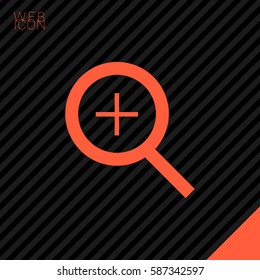 Magnifier plus isolated single linear icon for websites and mobile minimalistic flat design.