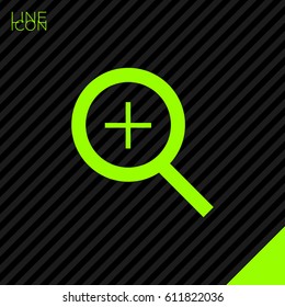 Magnifier plus line vector icon