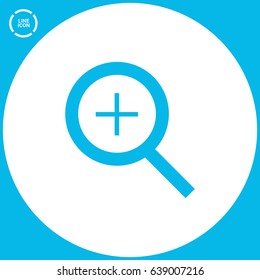 Magnifier plus line vector icon