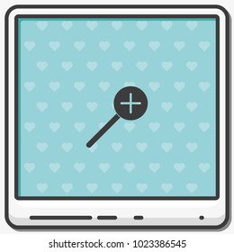 Magnifier with plus sign flat vector icon. Zoom in illustration.