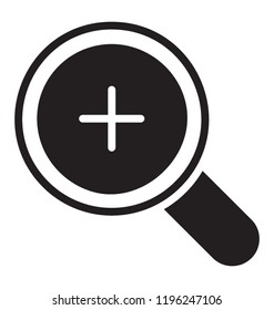 Magnifier with plus sign, zoom tool 