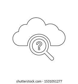 Magnifier with a question mark in the cloud.