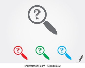 magnifier, a question mark icon, vector illustration eps10