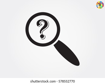 magnifier, a question mark icon, vector illustration eps10