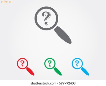magnifier, a question mark icon, vector illustration eps10